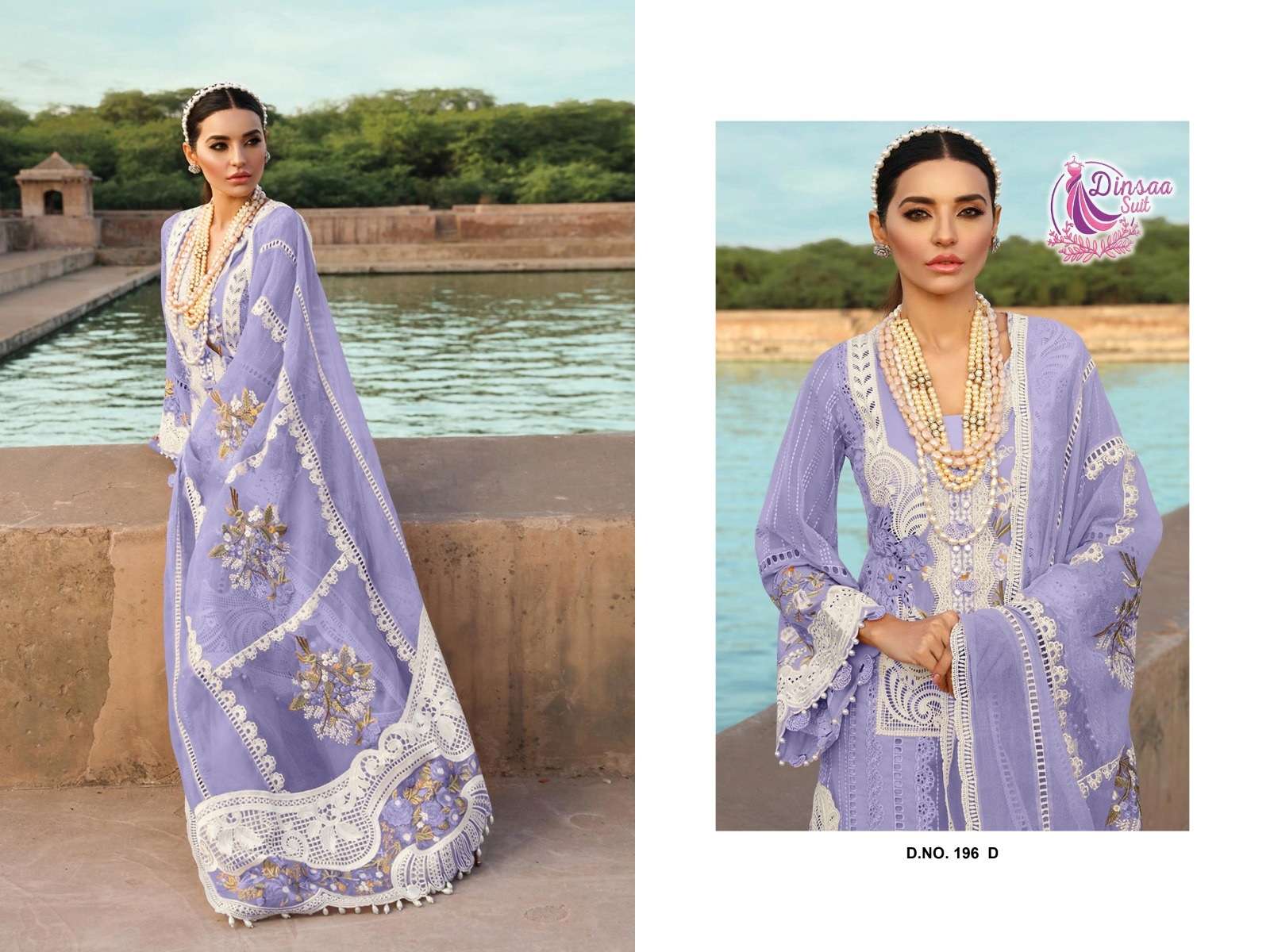 Dinsaa 196 A To E Chikankari Pakistani Suit Wholesale catalog
