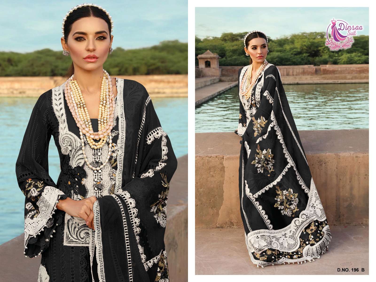 Dinsaa 196 A To E Chikankari Pakistani Suit Wholesale catalog