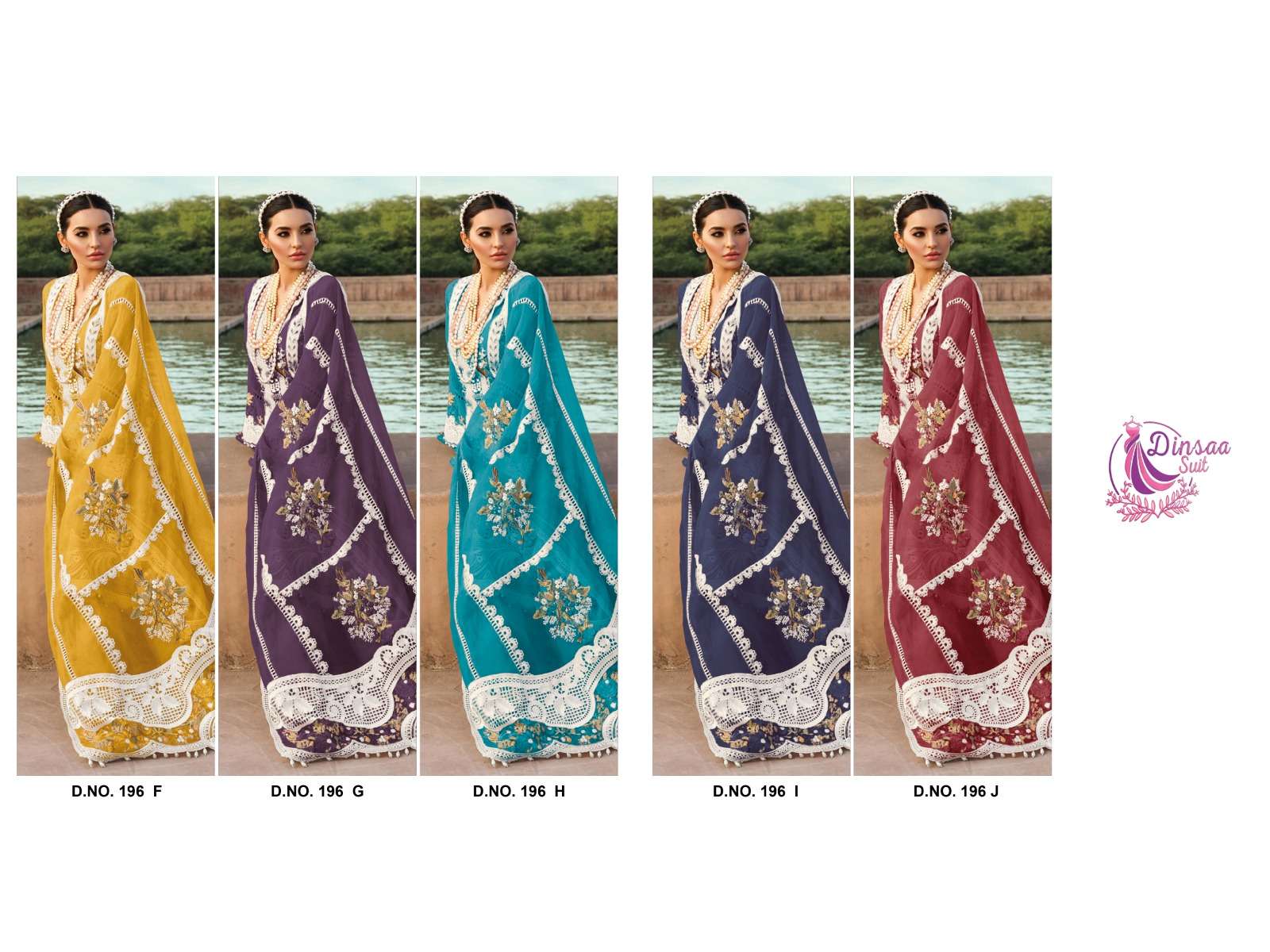 Dinsaa 196 F To J Chikankari Designer Pakistani Suit Wholesale catalog