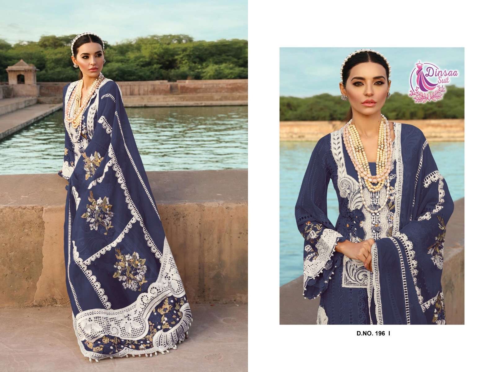 Dinsaa 196 F To J Chikankari Designer Pakistani Suit Wholesale catalog