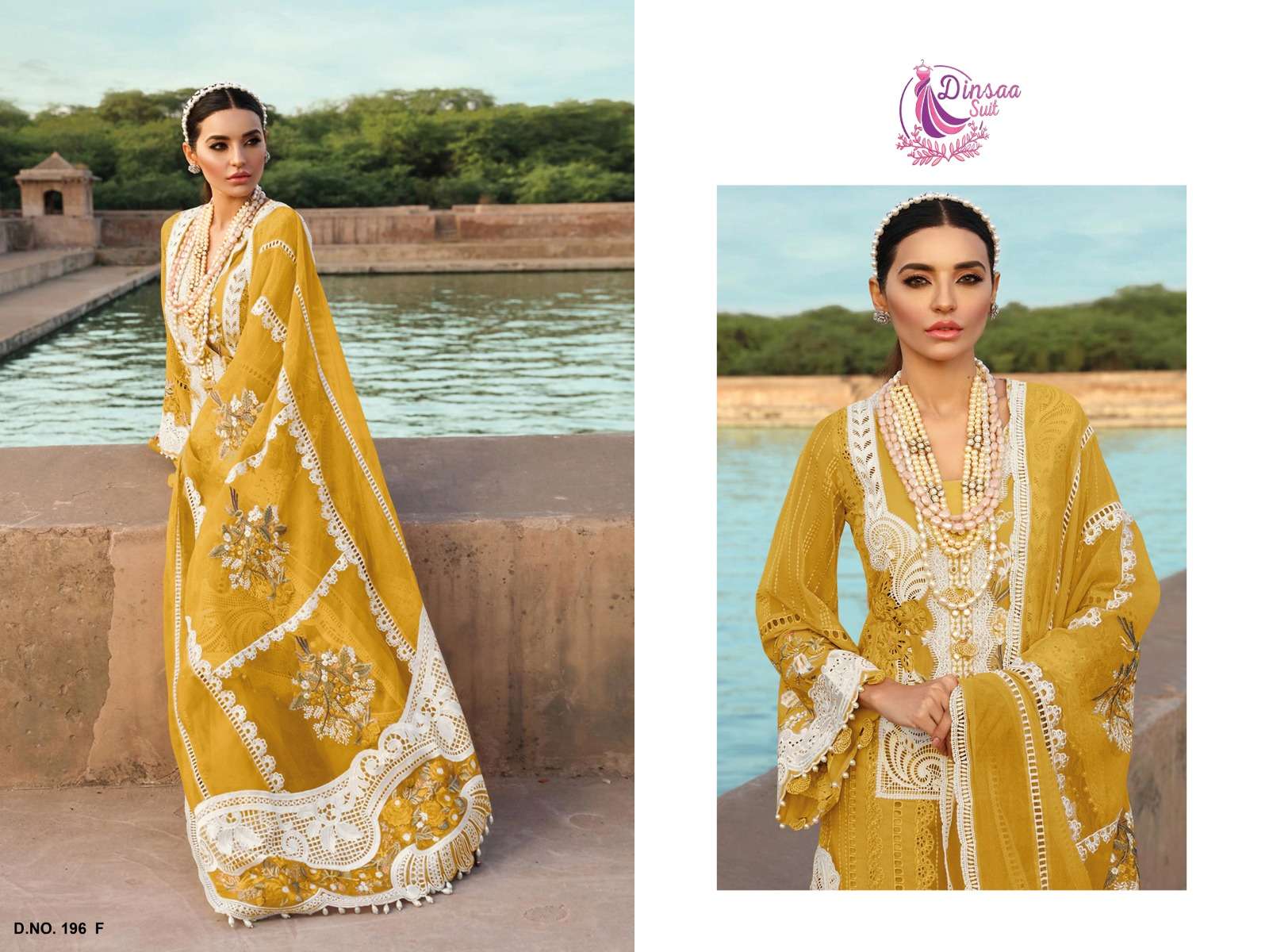 Dinsaa 196 F To J Chikankari Designer Pakistani Suit Wholesale catalog