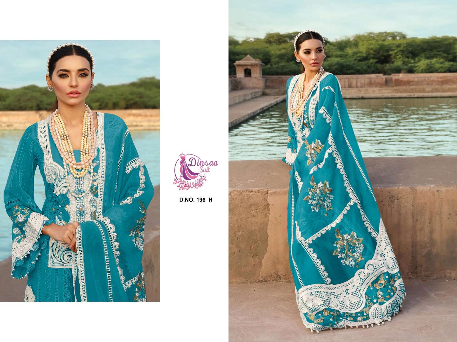 Dinsaa 196 F To J Chikankari Designer Pakistani Suit Wholesale catalog