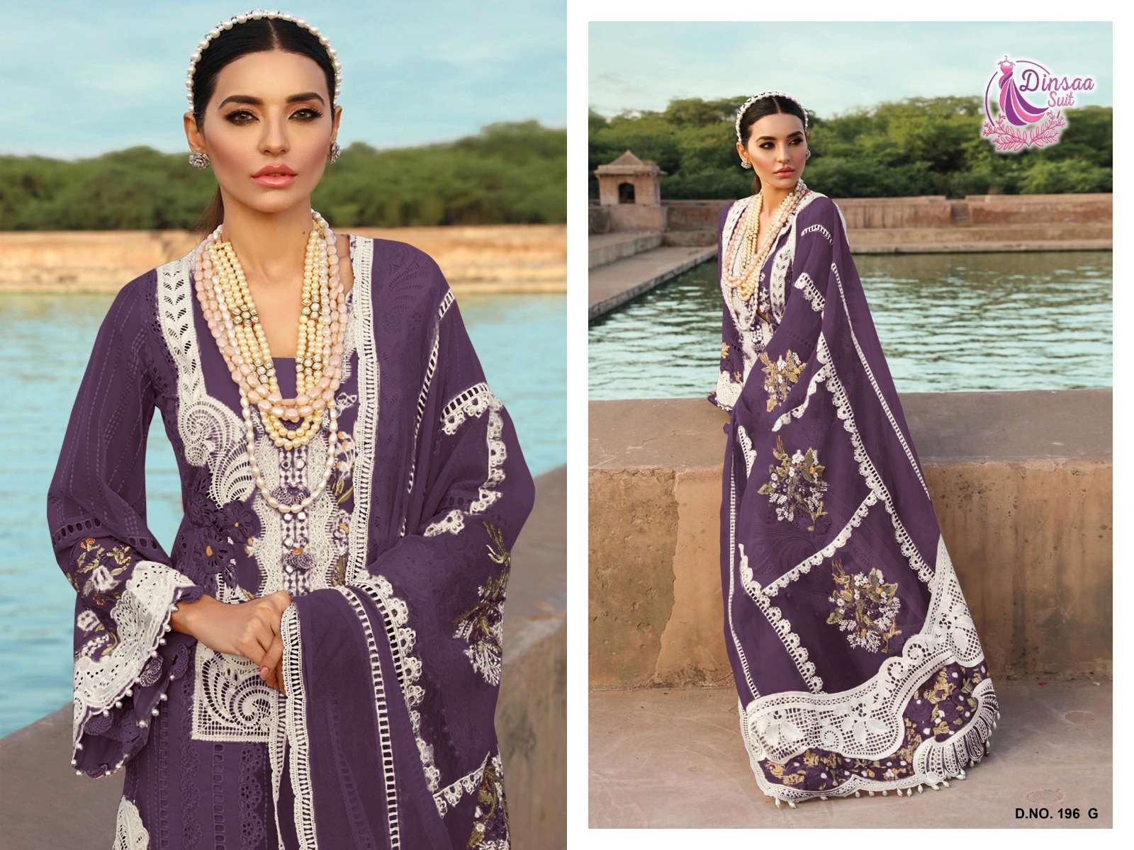 Dinsaa 196 F To J Chikankari Designer Pakistani Suit Wholesale catalog