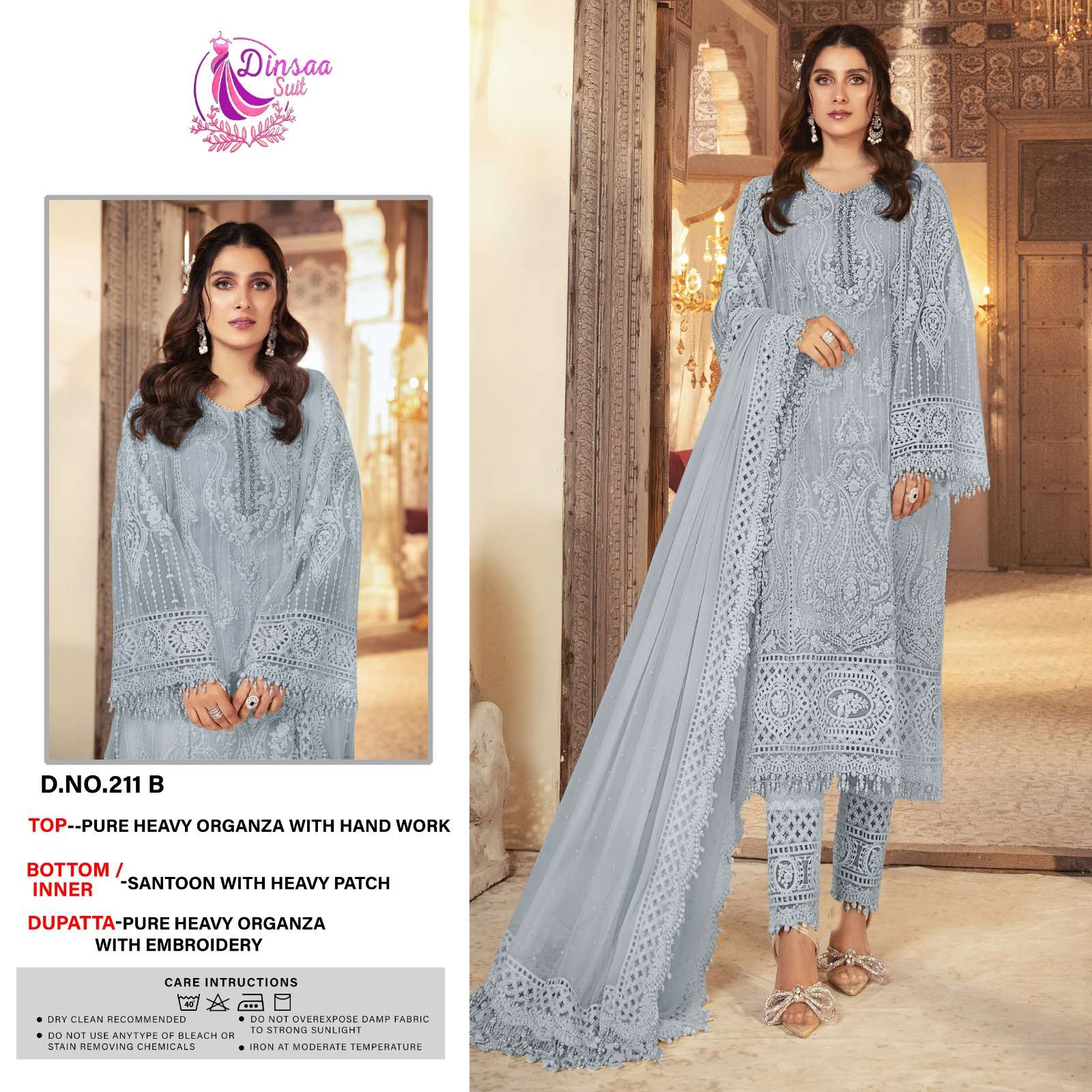 Dinsaa 211 Designer Organza Pakistani Suits Wholesale catalog