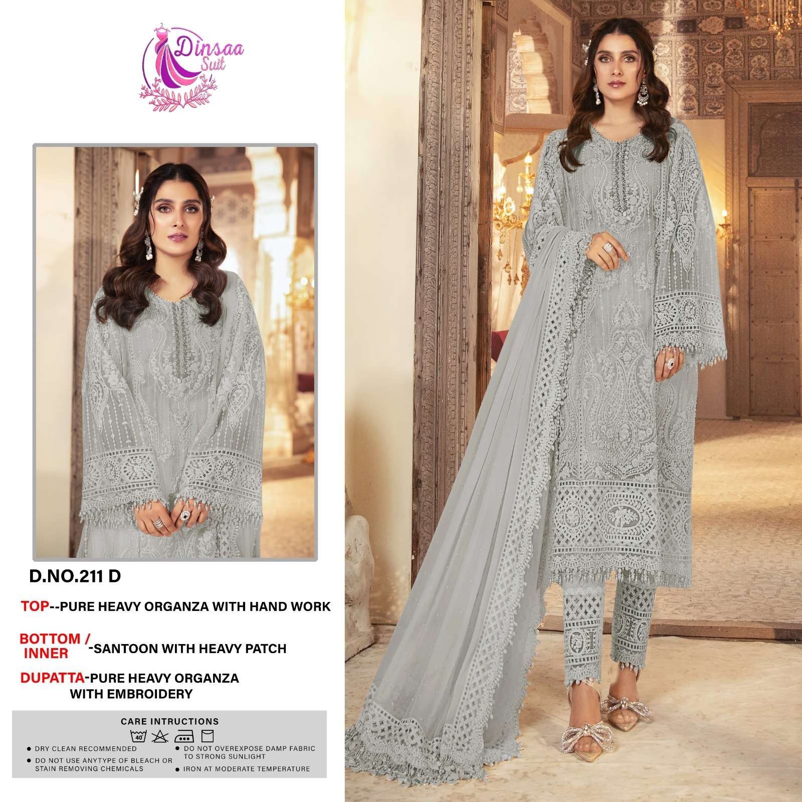 Dinsaa 211 Designer Organza Pakistani Suits Wholesale catalog