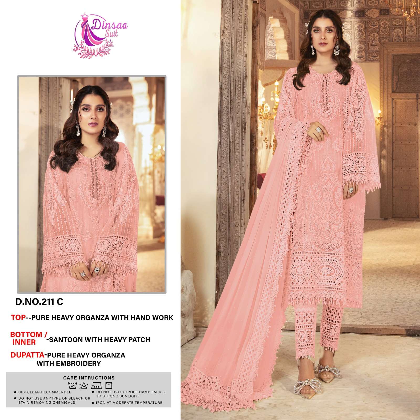 Dinsaa 211 Designer Organza Pakistani Suits Wholesale catalog