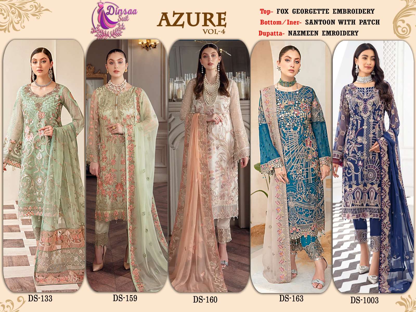 Dinsaa Azure Vol 4 Exclusive Pakistani Suit Wholesale catalog