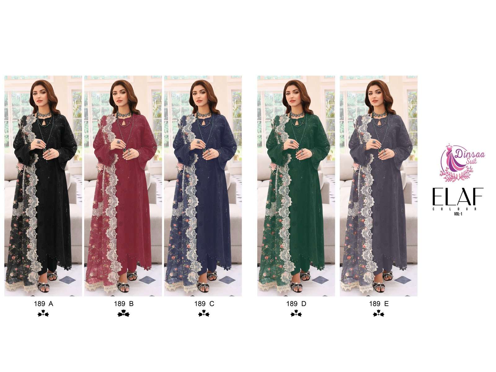 Dinsaa Elaf Colour Vol 1 Designer Pakistani Suits Wholesale catalog