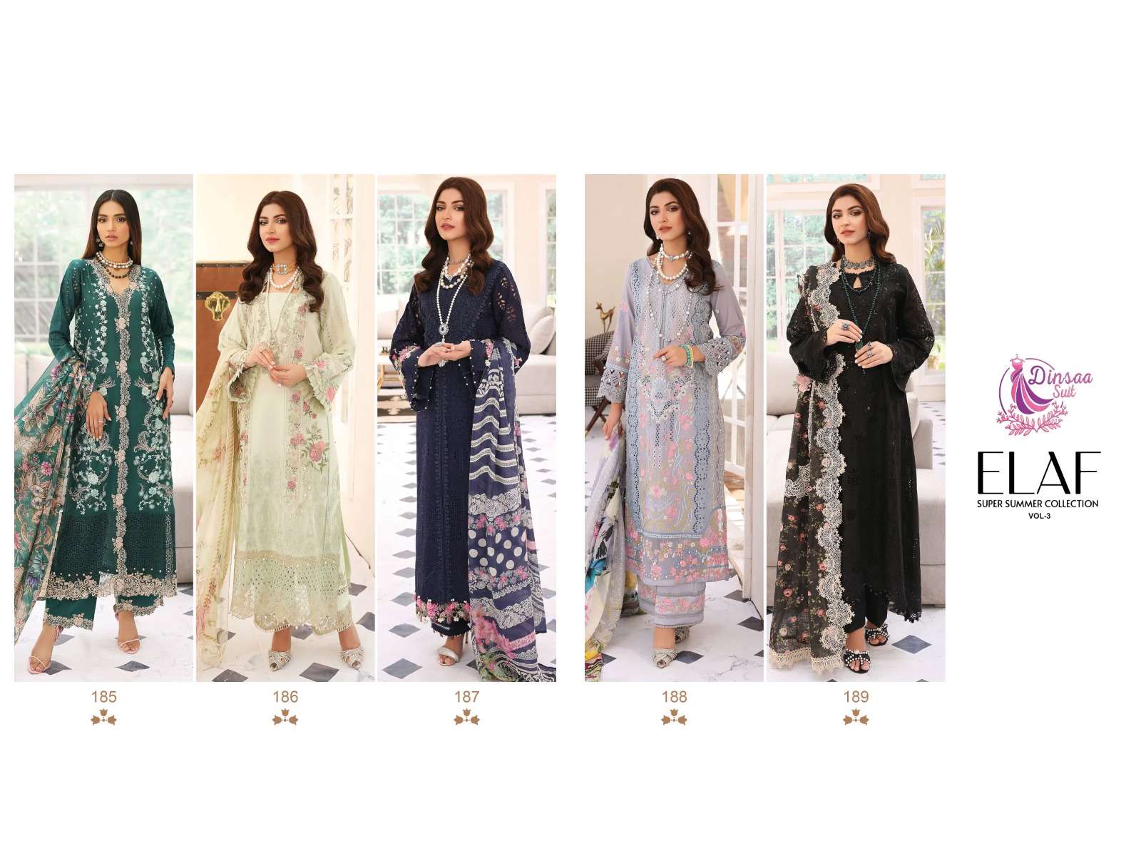 Dinsaa Elaf Super Summer Collection Vol 3 Designer Pakistani Suits Wholesale catalog