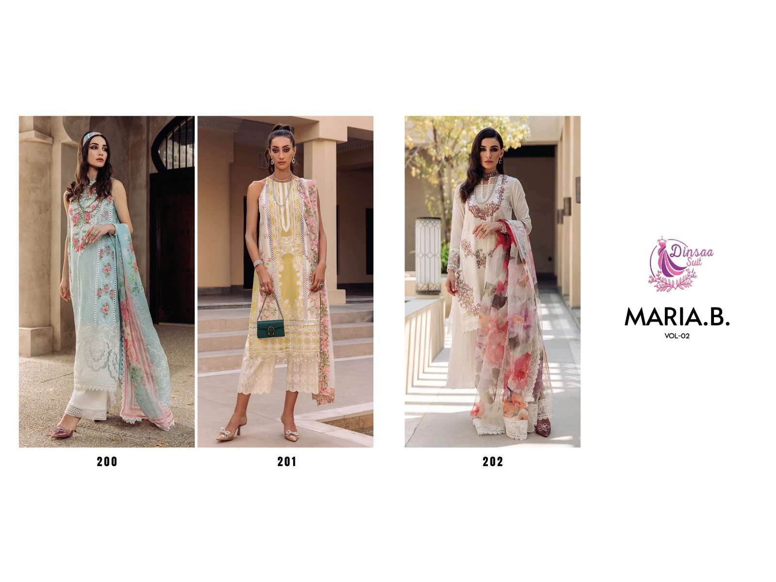 Dinsaa Maria B Vol 2 Designer Cotton Pakistani Suits Wholesale catalog