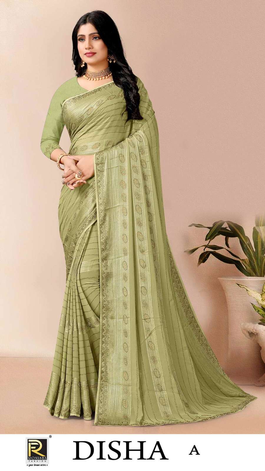 DISHA  BY RONISHA SAREES  FANCY FABRICS SELF PATTERN  AND SIROSKI STONE WORK   DESIGNER SAREES COLLECTION WHOLESALE CATALOG