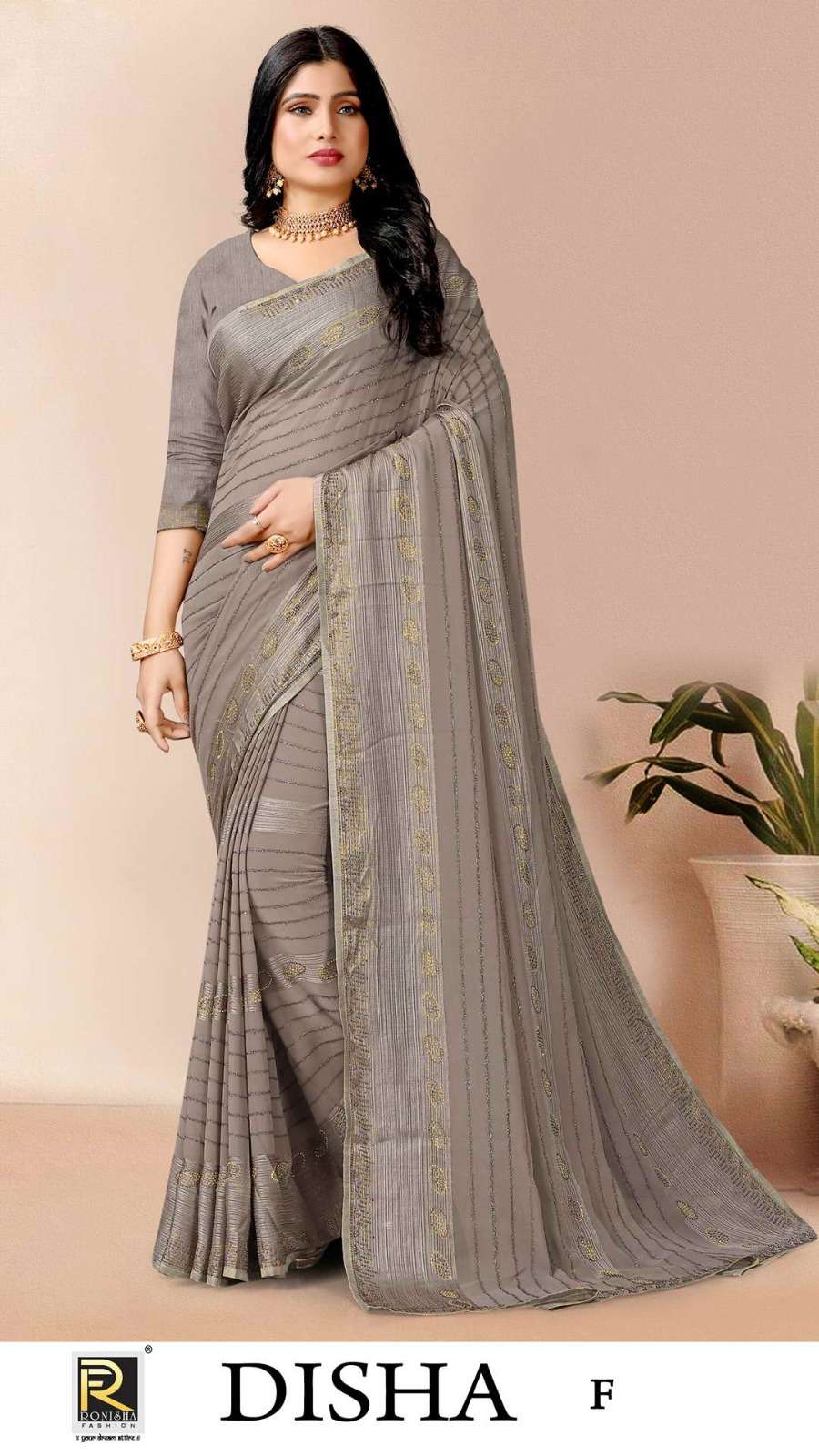 DISHA  BY RONISHA SAREES  FANCY FABRICS SELF PATTERN  AND SIROSKI STONE WORK   DESIGNER SAREES COLLECTION WHOLESALE CATALOG
