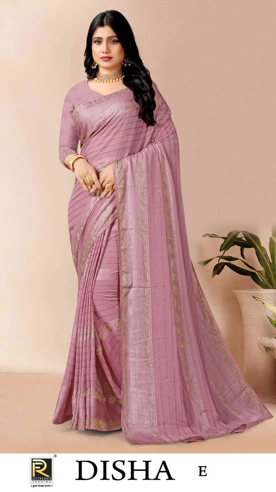 DISHA  BY RONISHA SAREES  FANCY FABRICS SELF PATTERN  AND SIROSKI STONE WORK   DESIGNER SAREES COLLECTION WHOLESALE CATALOG