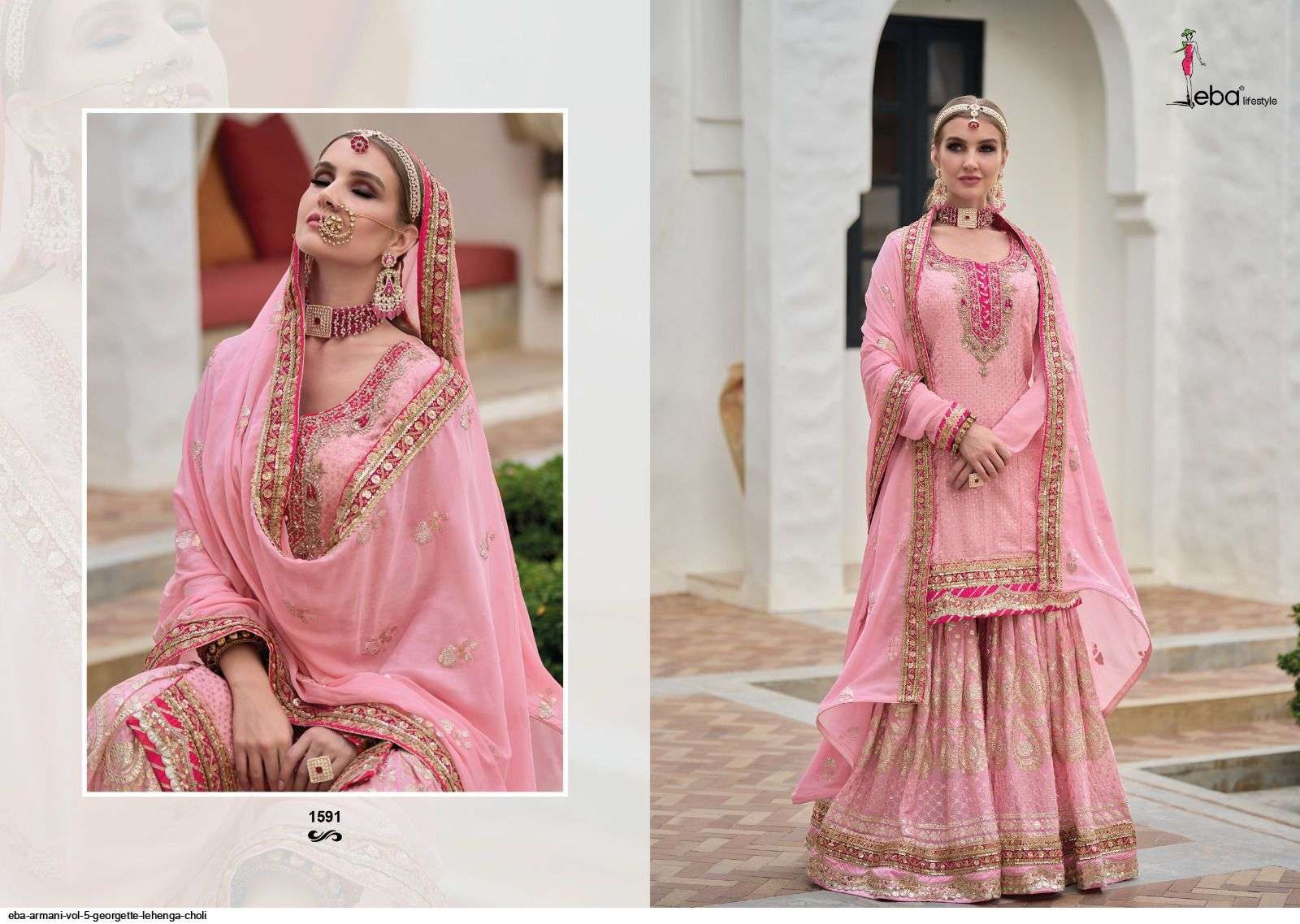 EBA ARMANI VOL 5 GEORGETTE LEHENGA CHOLI Wholesale catalog