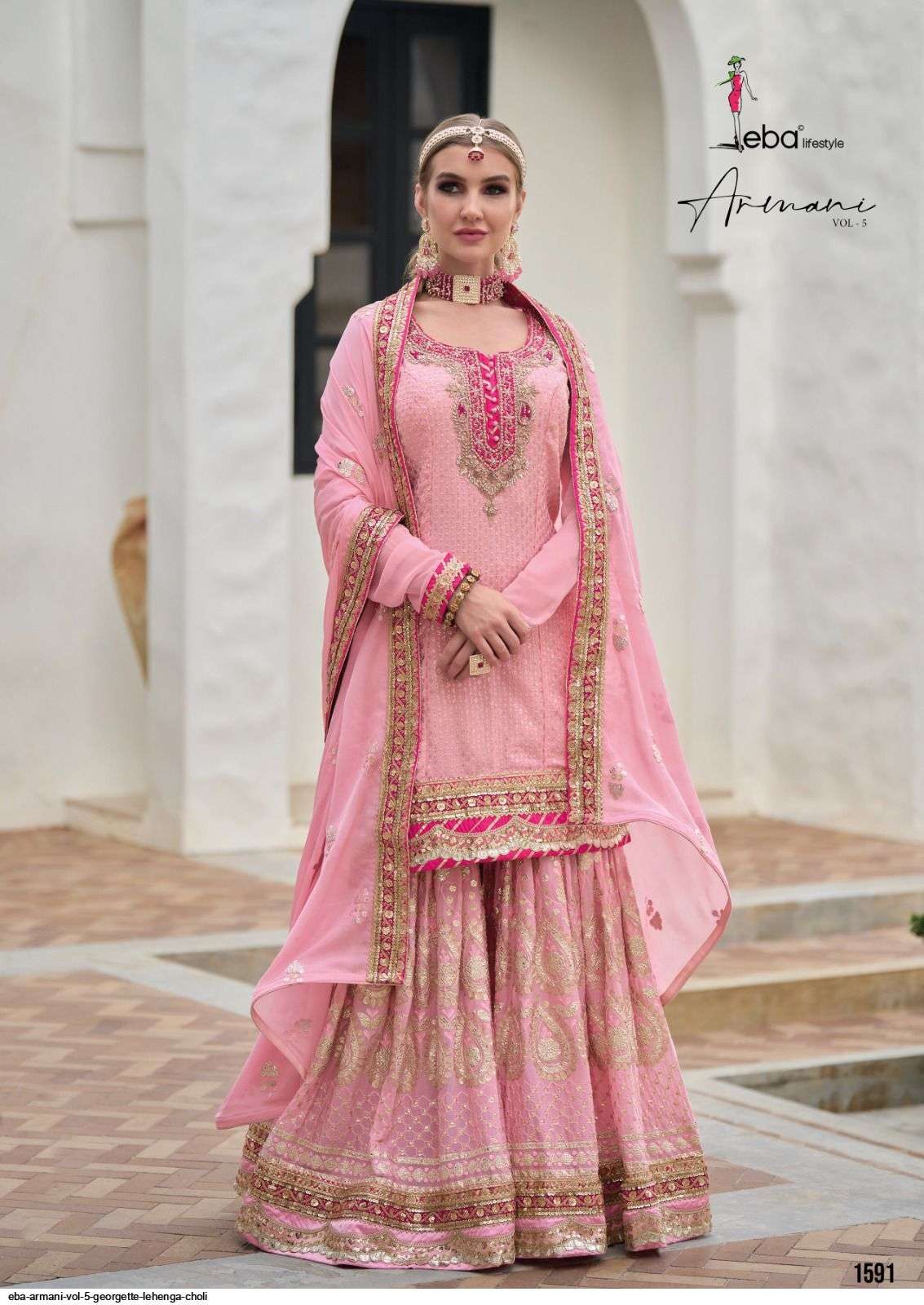 EBA ARMANI VOL 5 GEORGETTE LEHENGA CHOLI Wholesale catalog