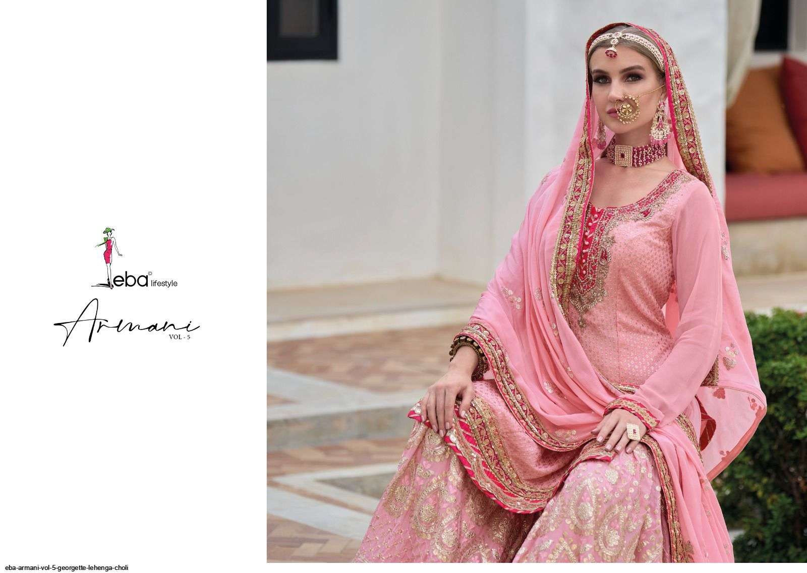 EBA ARMANI VOL 5 GEORGETTE LEHENGA CHOLI Wholesale catalog