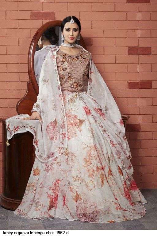 FANCY ORGANZA LIGHT PINK  LEHENGA CHOLI 1962 D Wholesale catalog