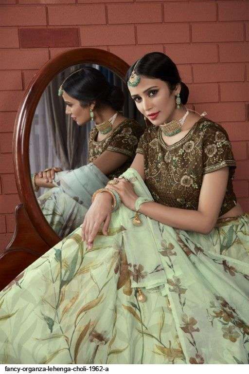 FANCY ORGANZA PISTA LEHENGA CHOLI 1962 A Wholesale catalog