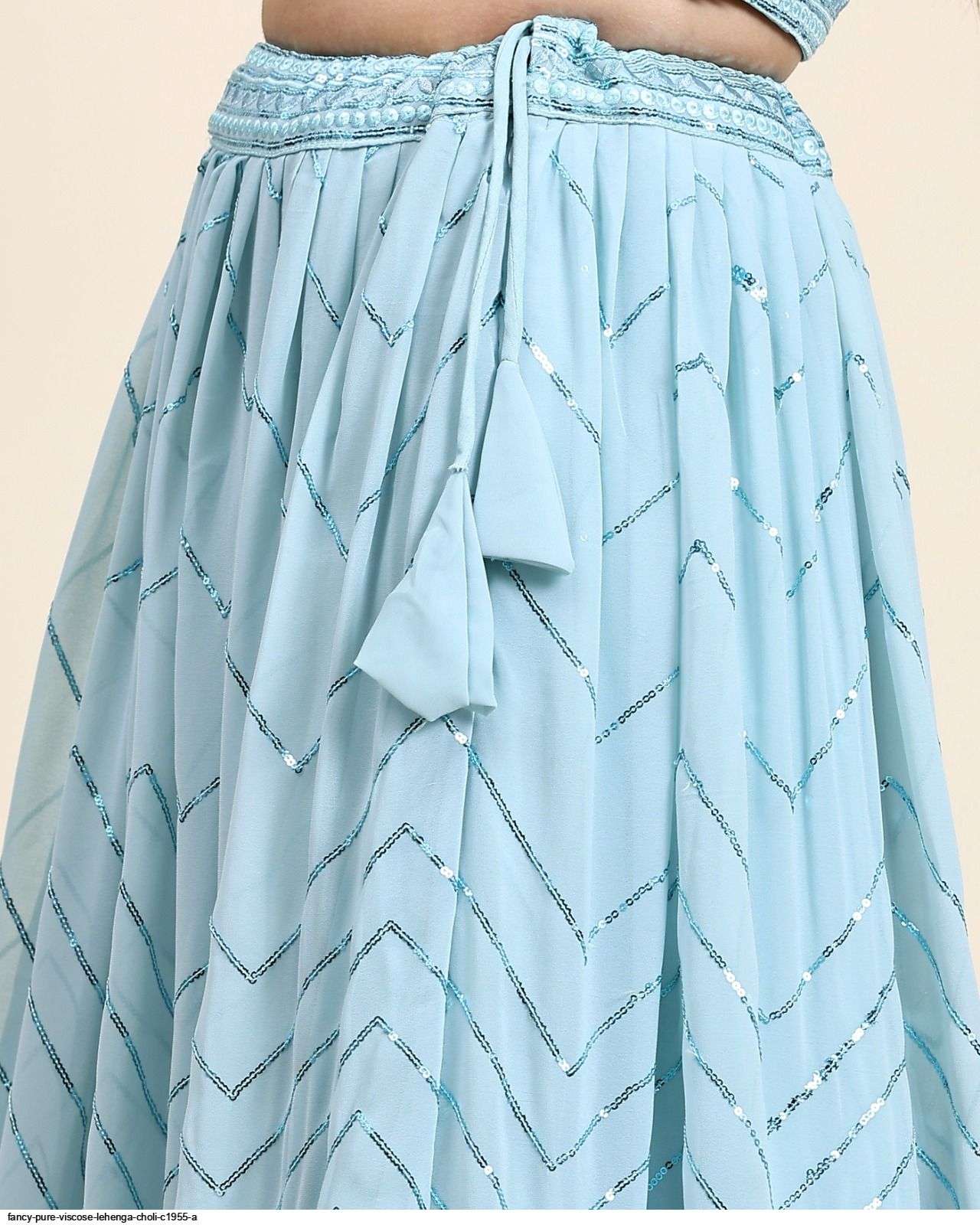 FANCY PURE VISCOSE SKY BLUE LEHENGA CHOLI C1955 A Wholesale catalog