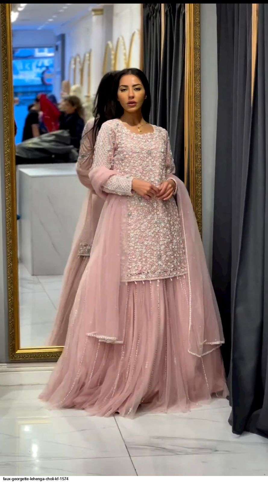 FAUX GEORGETTE LEHENGA CHOLI KF 1574 Wholesale catalog