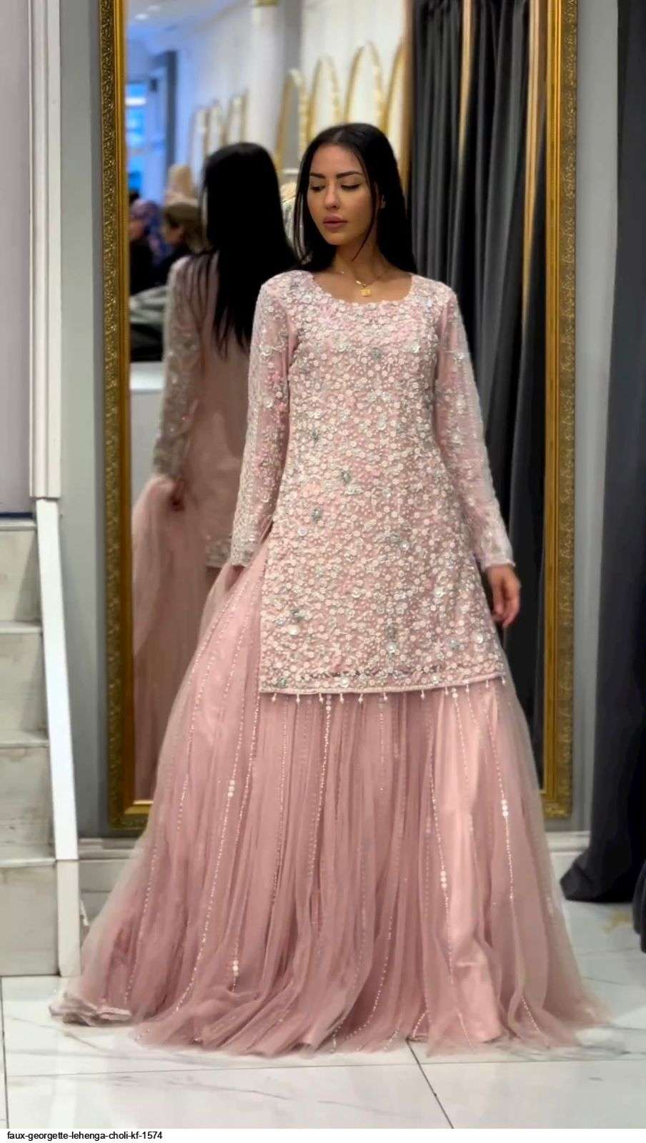 FAUX GEORGETTE LEHENGA CHOLI KF 1574 Wholesale catalog
