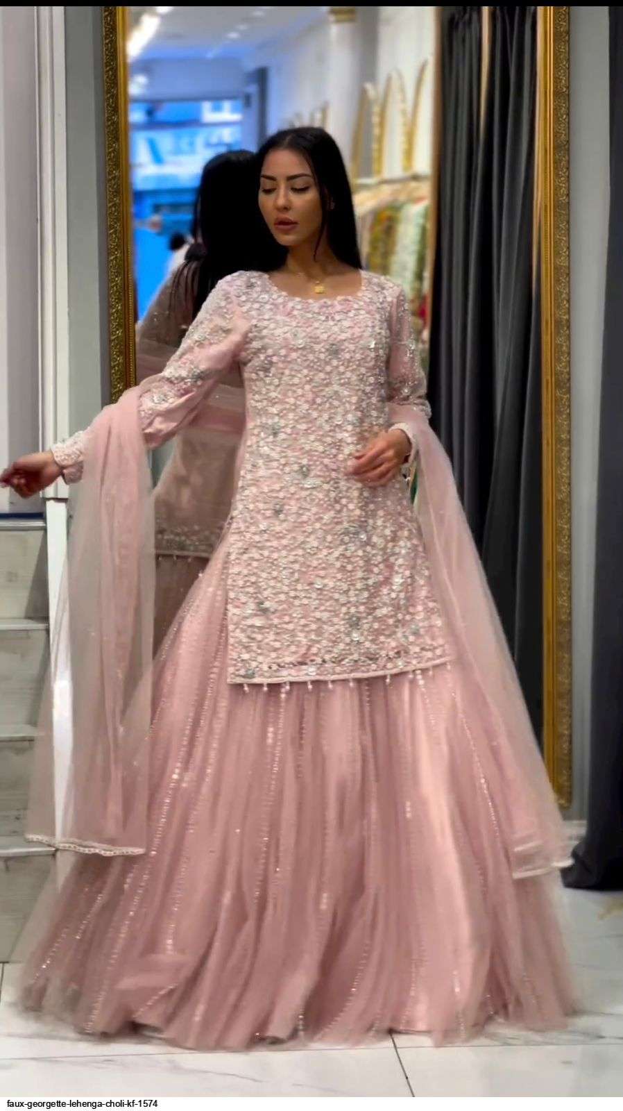 FAUX GEORGETTE LEHENGA CHOLI KF 1574 Wholesale catalog