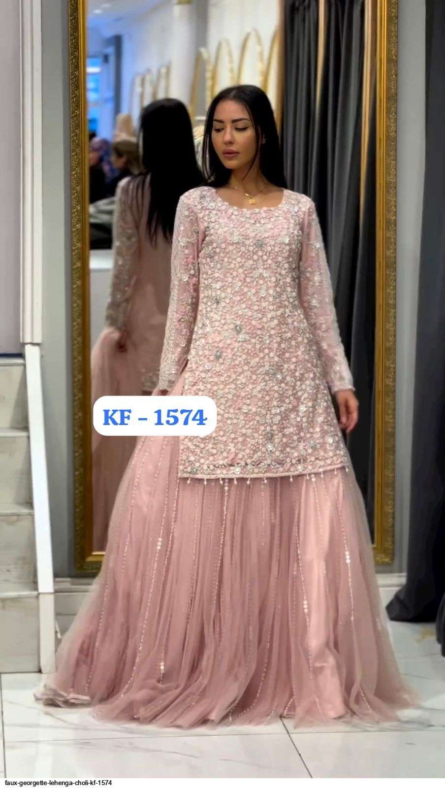 FAUX GEORGETTE LEHENGA CHOLI KF 1574 Wholesale catalog