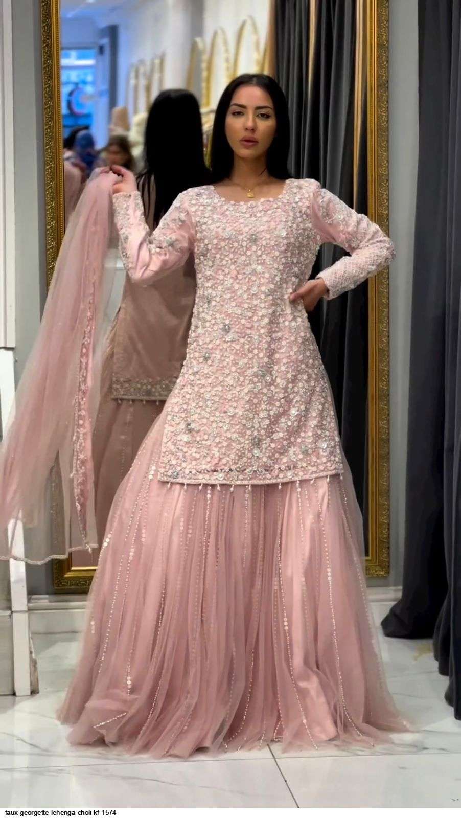 FAUX GEORGETTE LEHENGA CHOLI KF 1574 Wholesale catalog