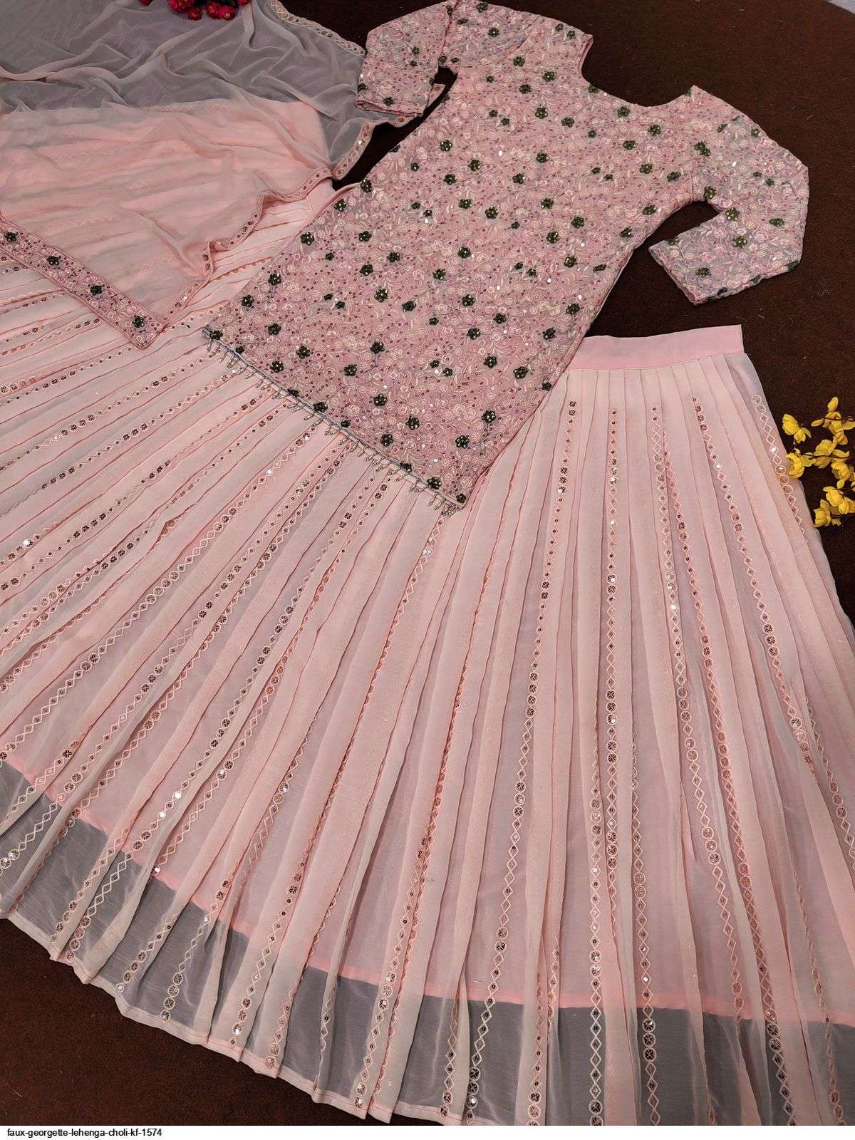 FAUX GEORGETTE LEHENGA CHOLI KF 1574 Wholesale catalog