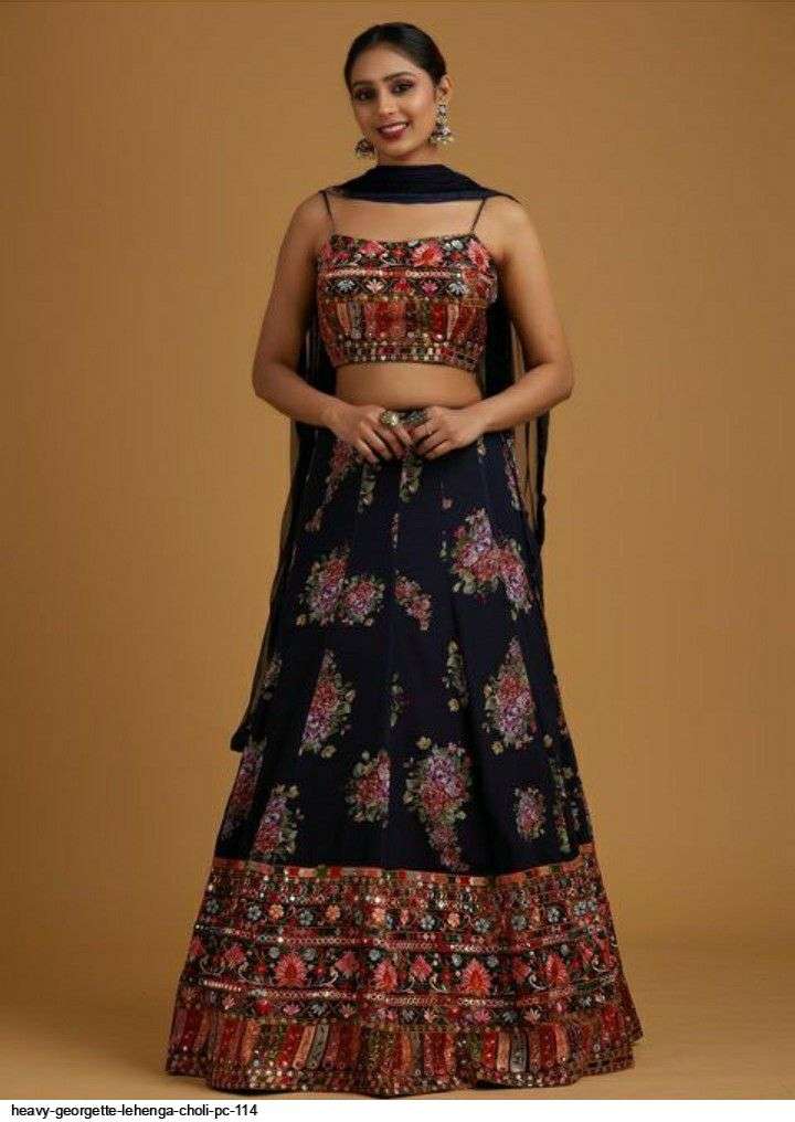  HEAVY GEORGETTE LEHENGA CHOLI PC 114 Wholesale catalog