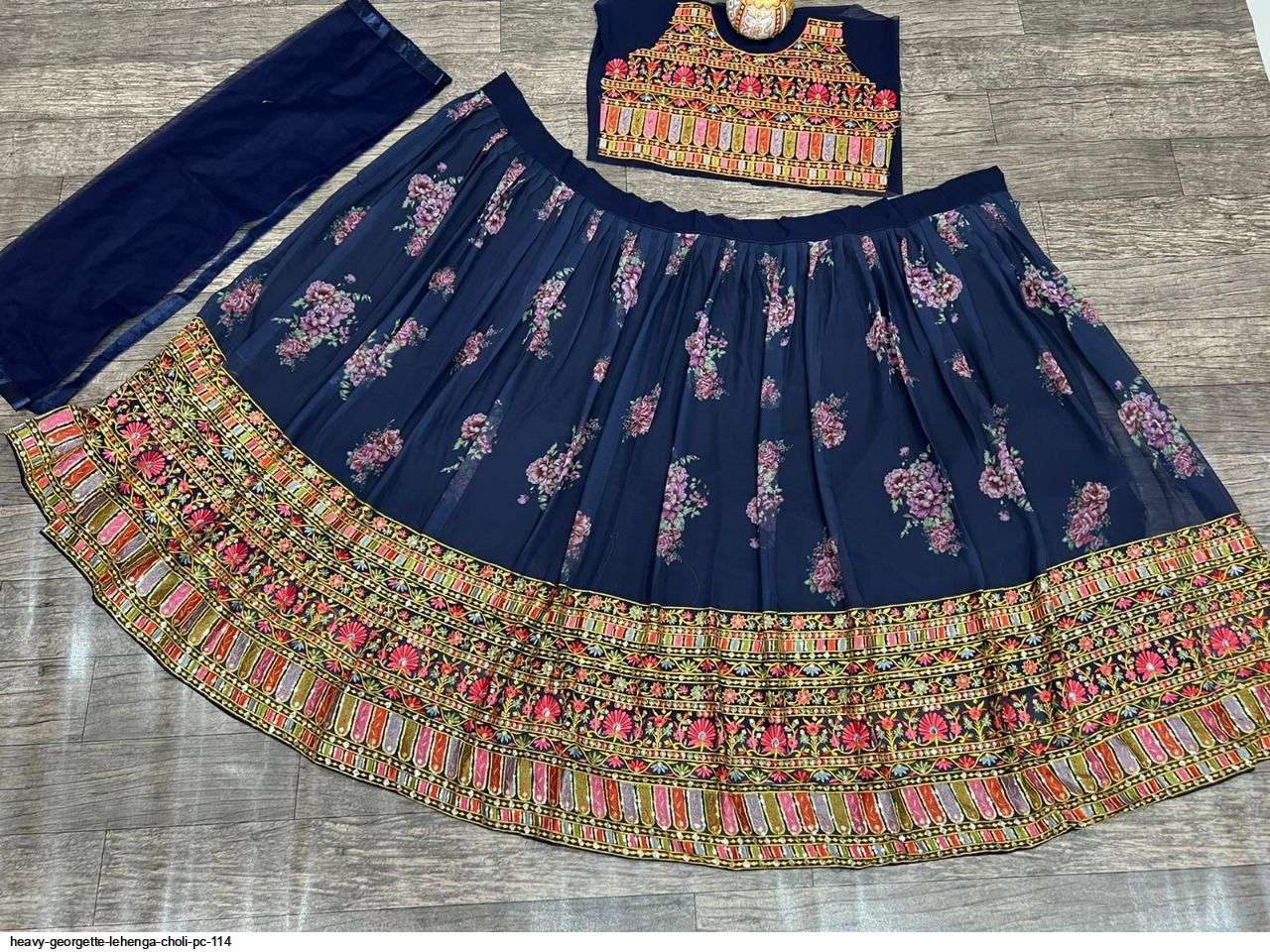  HEAVY GEORGETTE LEHENGA CHOLI PC 114 Wholesale catalog