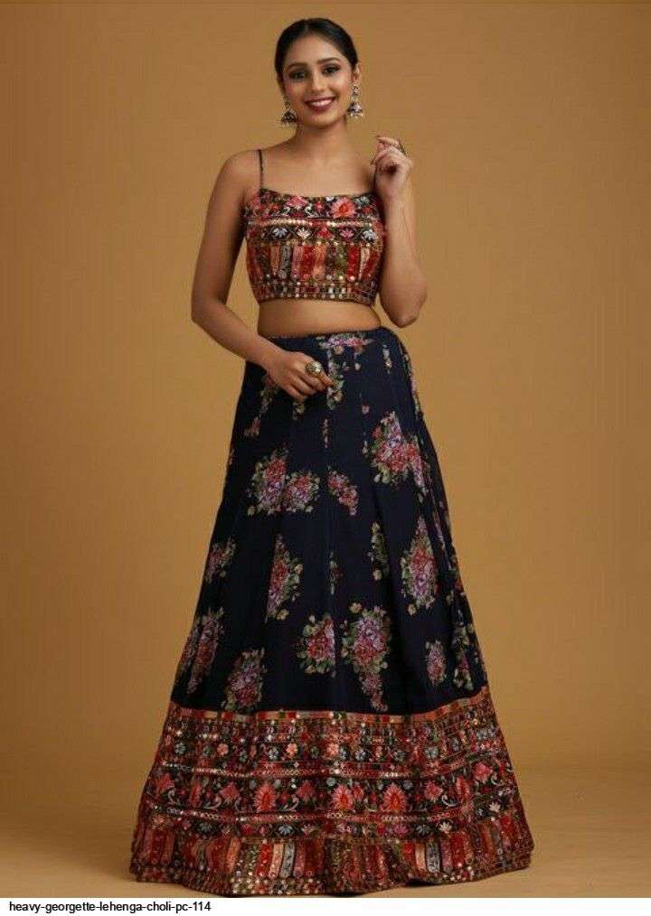  HEAVY GEORGETTE LEHENGA CHOLI PC 114 Wholesale catalog