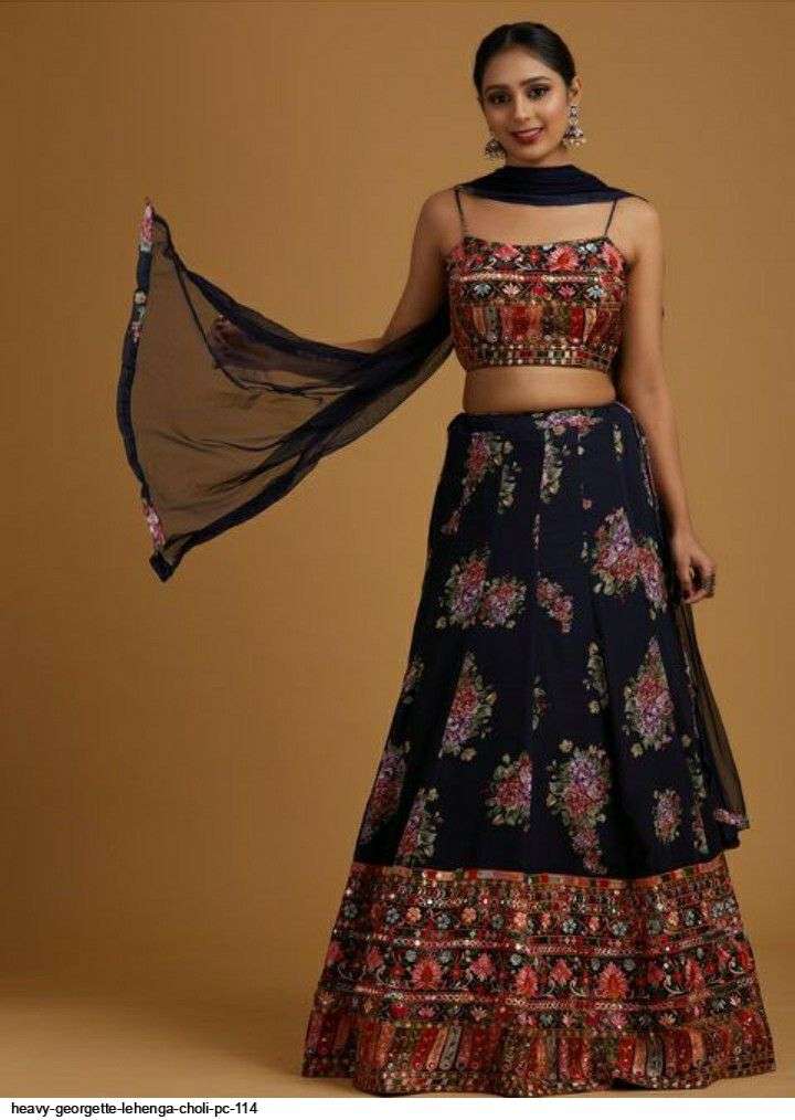  HEAVY GEORGETTE LEHENGA CHOLI PC 114 Wholesale catalog