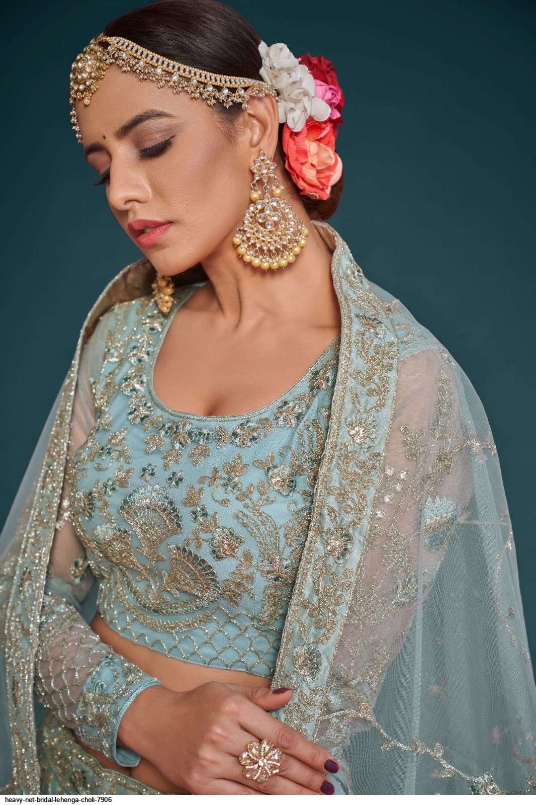 HEAVY NET BRIDAL LEHENGA CHOLI 7906 Wholesale catalog