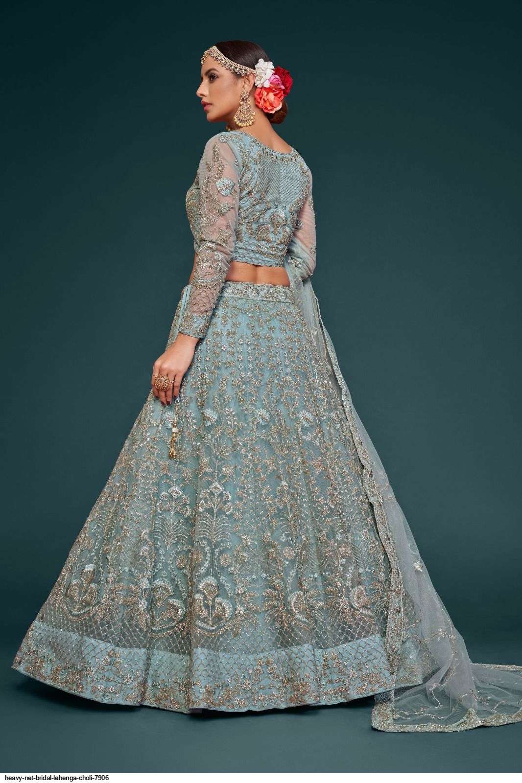 HEAVY NET BRIDAL LEHENGA CHOLI 7906 Wholesale catalog