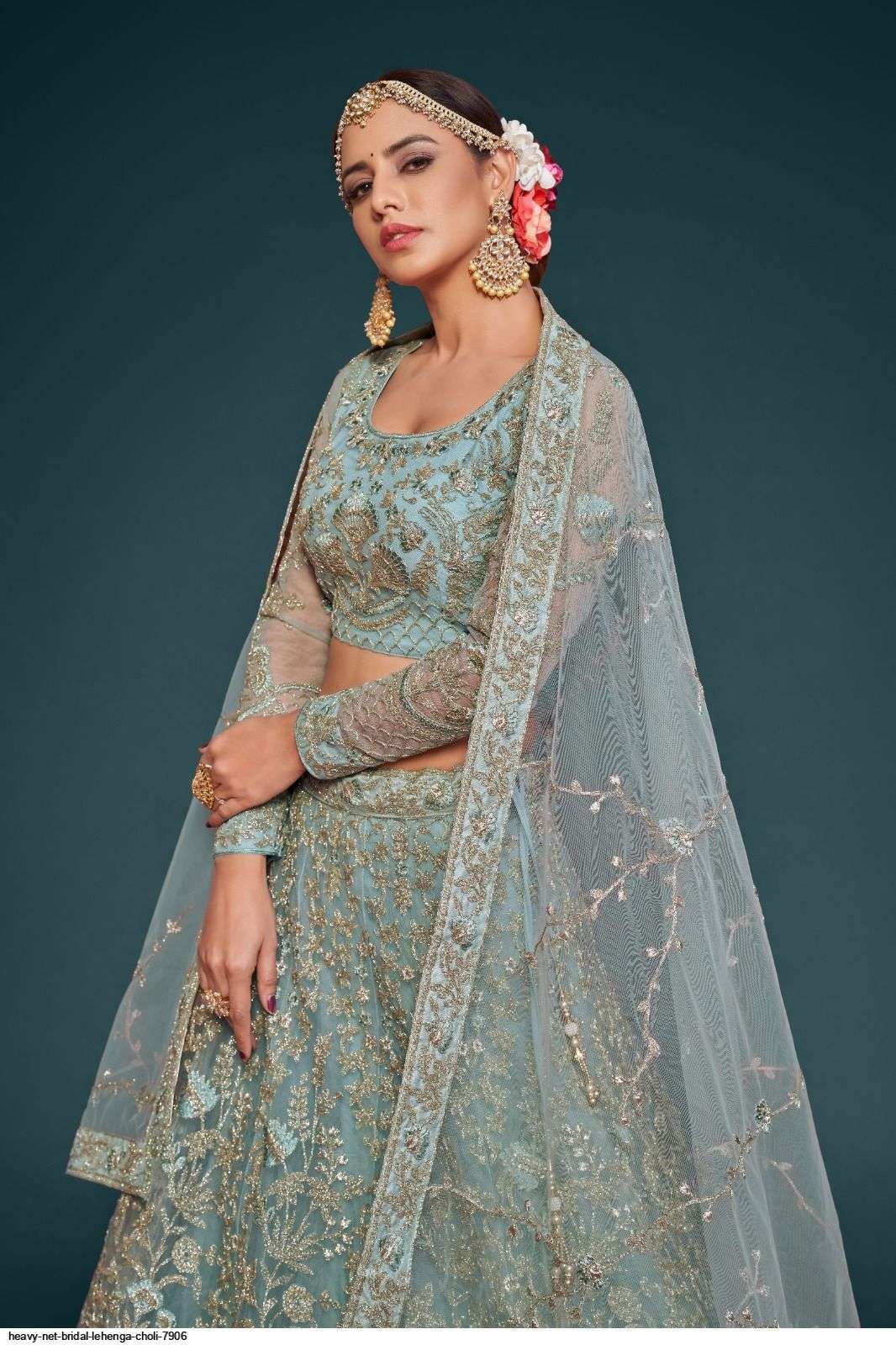 HEAVY NET BRIDAL LEHENGA CHOLI 7906 Wholesale catalog