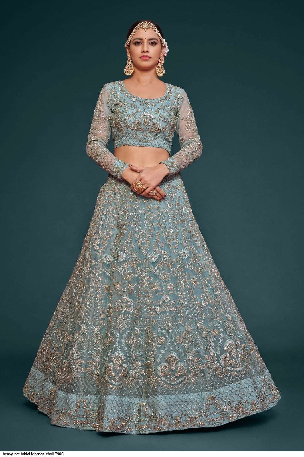 HEAVY NET BRIDAL LEHENGA CHOLI 7906 Wholesale catalog