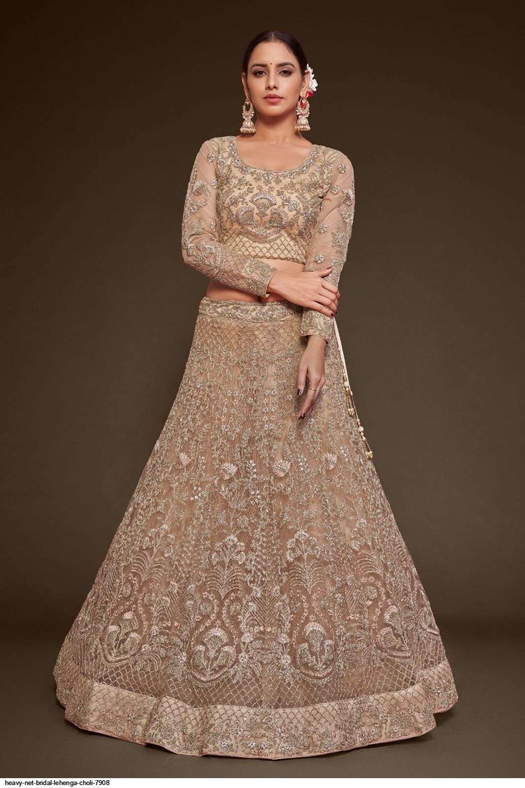HEAVY NET BRIDAL LEHENGA CHOLI 7908 Wholesale catalog