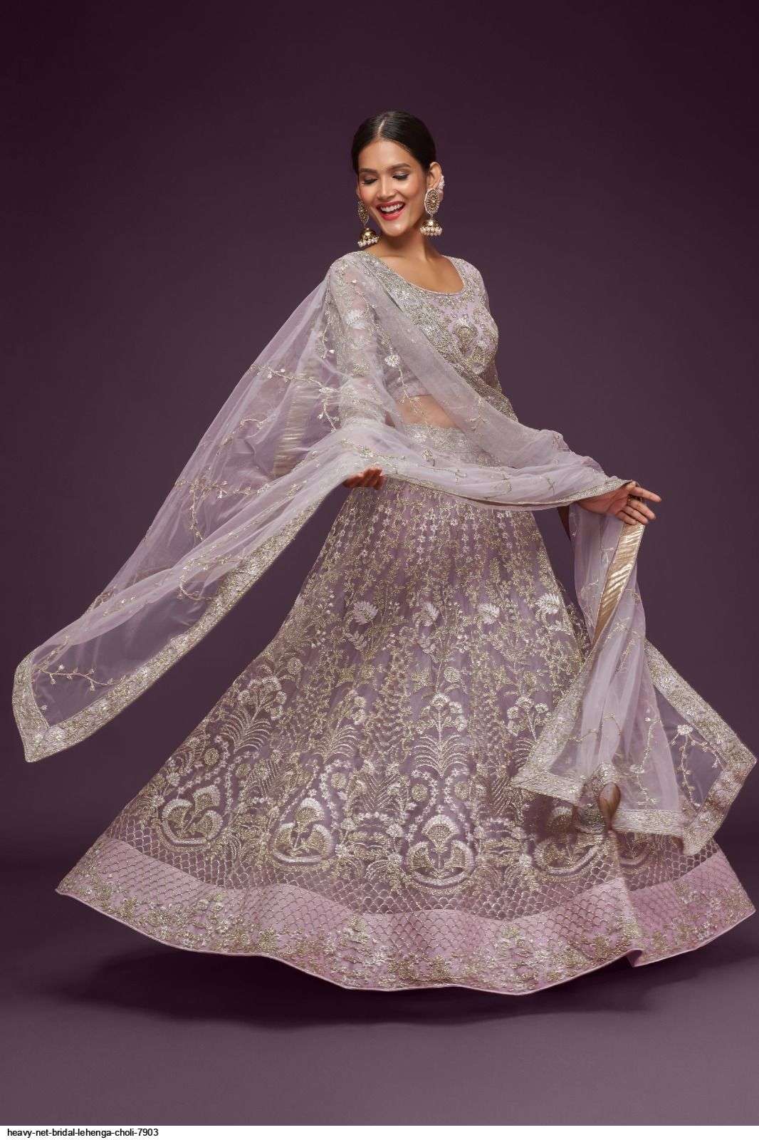 HEAVY NET BRIDAL PINK LEHENGA CHOLI 7903 Wholesale catalog