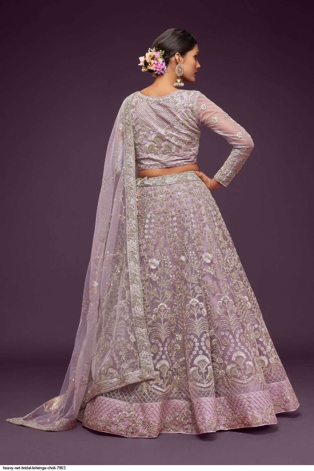 HEAVY NET BRIDAL PINK LEHENGA CHOLI 7903 Wholesale catalog