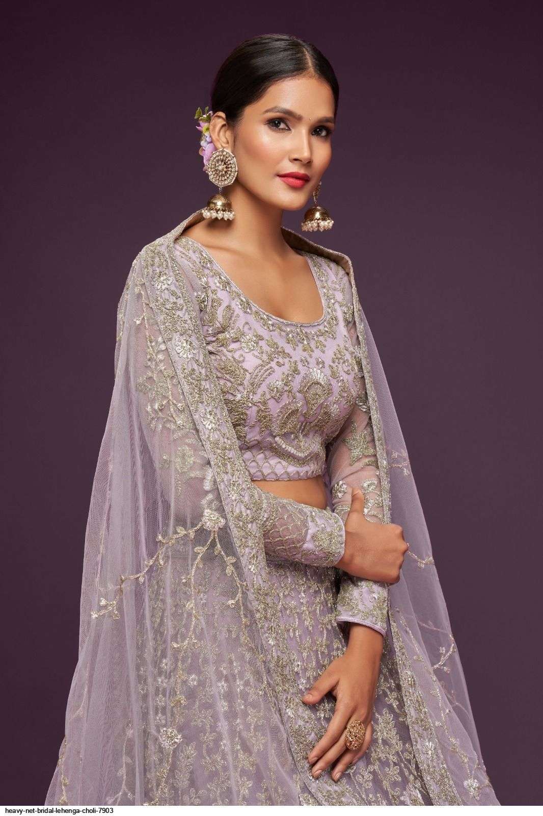 HEAVY NET BRIDAL PINK LEHENGA CHOLI 7903 Wholesale catalog