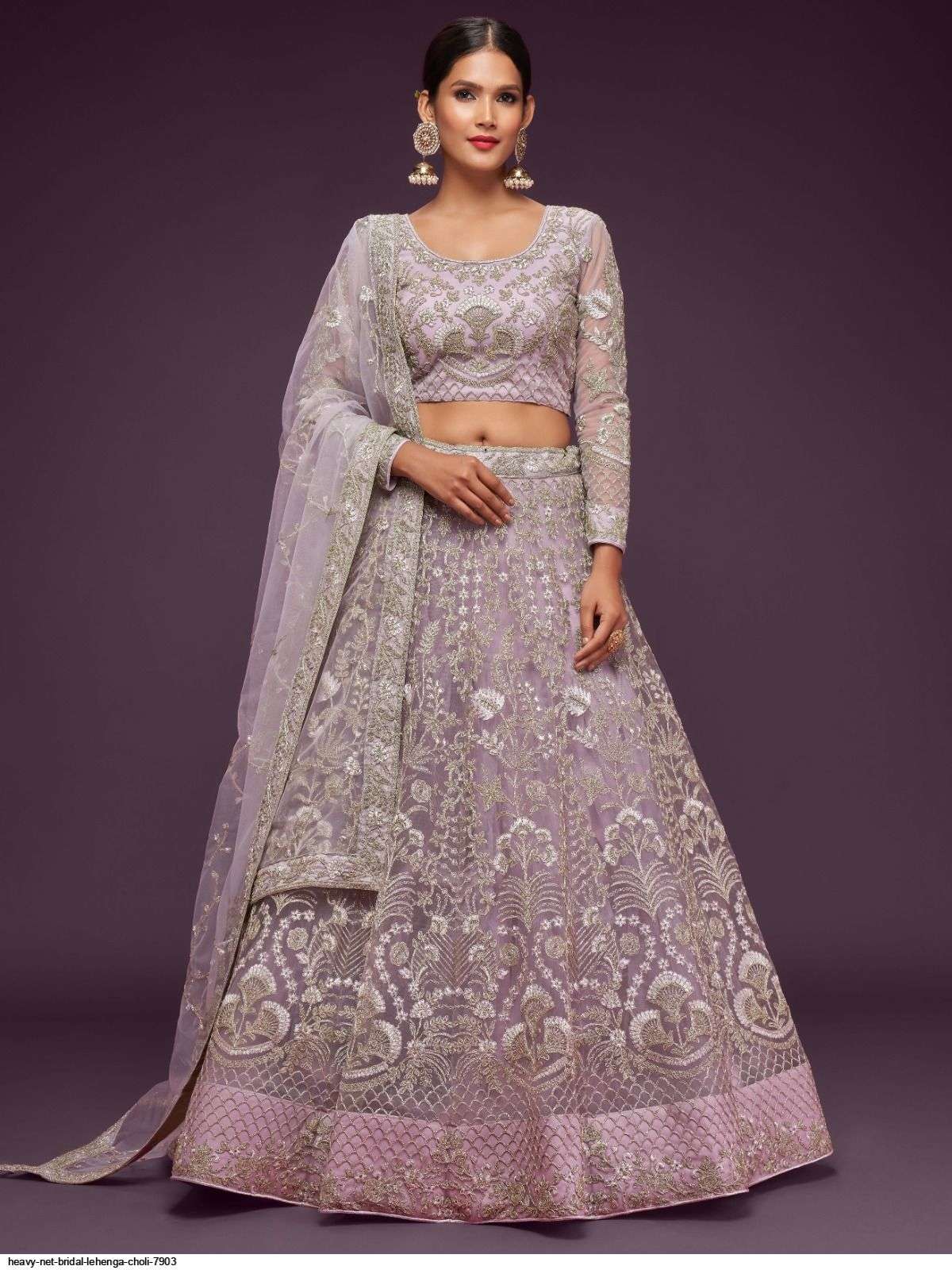 HEAVY NET BRIDAL PINK LEHENGA CHOLI 7903 Wholesale catalog