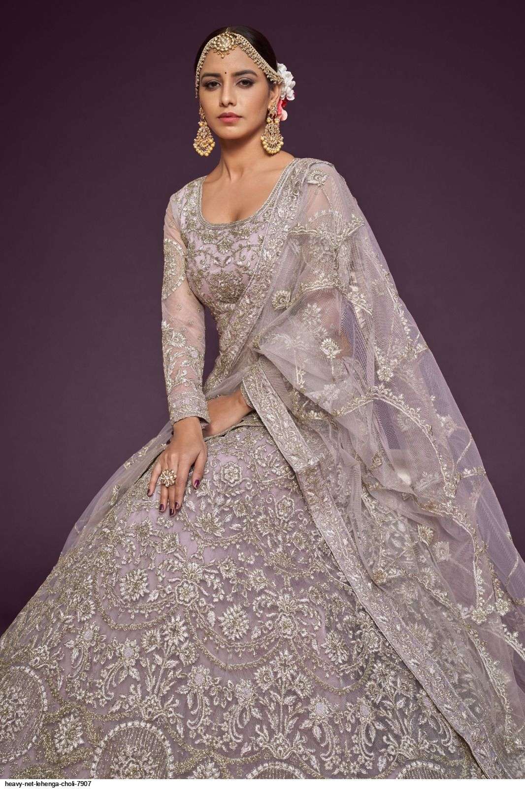 HEAVY NET LEHENGA CHOLI 7907 Wholesale catalog