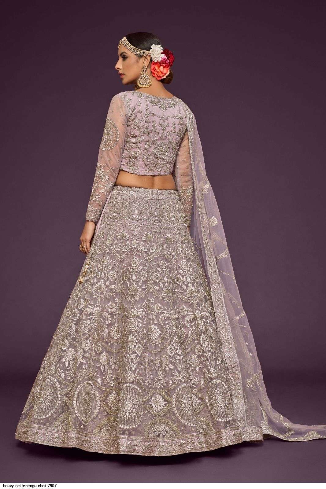 HEAVY NET LEHENGA CHOLI 7907 Wholesale catalog