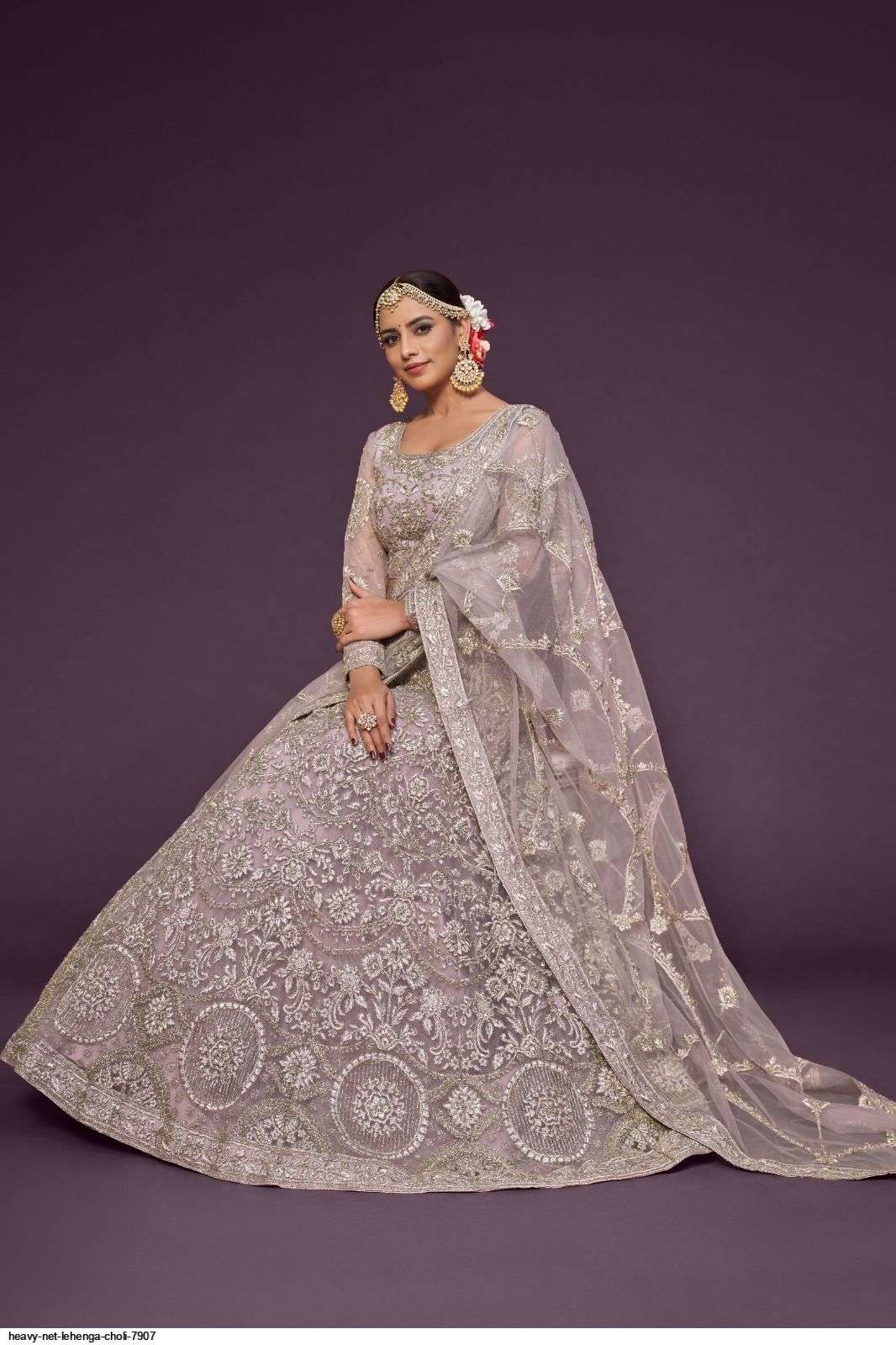 HEAVY NET LEHENGA CHOLI 7907 Wholesale catalog
