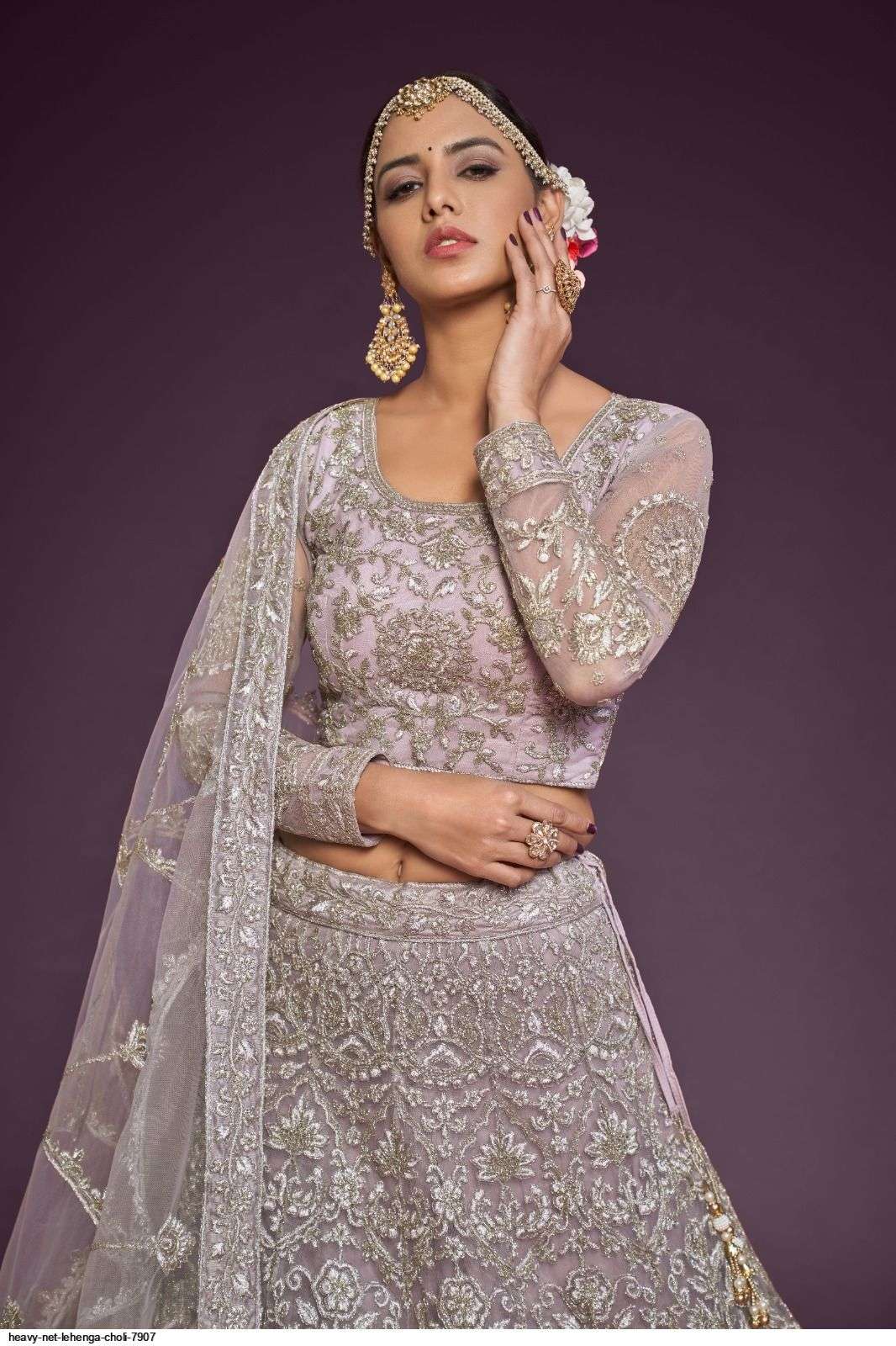 HEAVY NET LEHENGA CHOLI 7907 Wholesale catalog