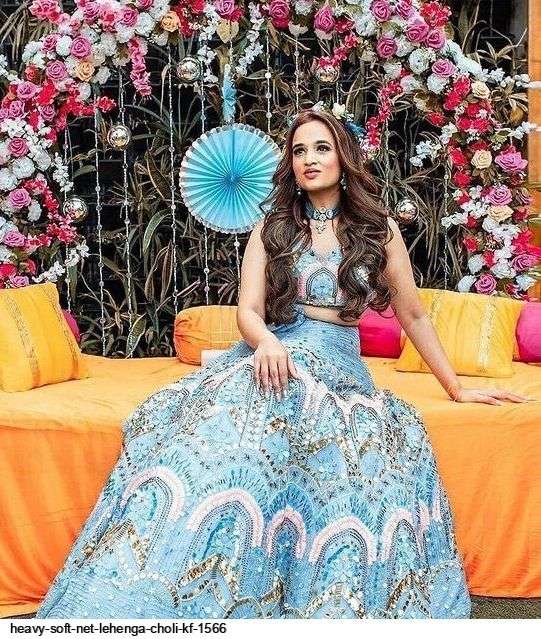 HEAVY SOFT NET BLUE LEHENGA CHOLI KF 1566 Wholesale catalog