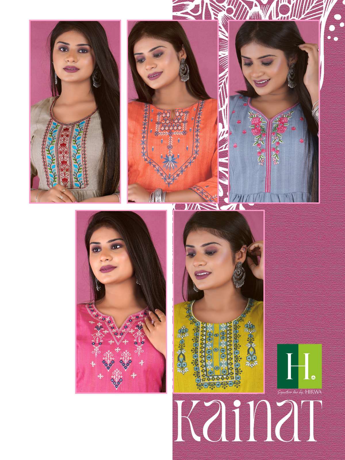 HIRWA KAINAT Naira Cut Kurti Wholesale catalog