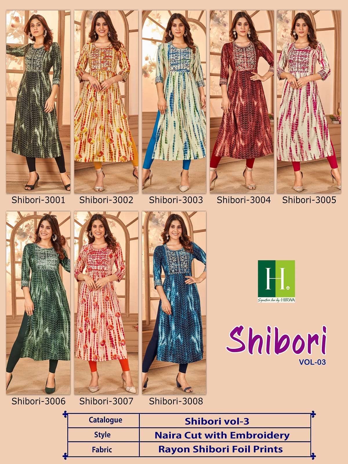 HIRWA SHIBORI Vol-3 Kurti Wholesale catalog