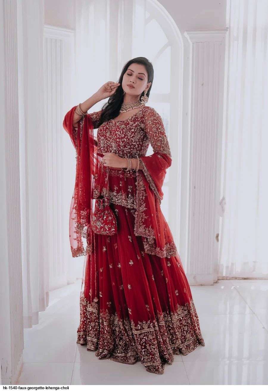 HK 1540 FAUX GEORGETTE LEHENGA CHOLI Wholesale catalog